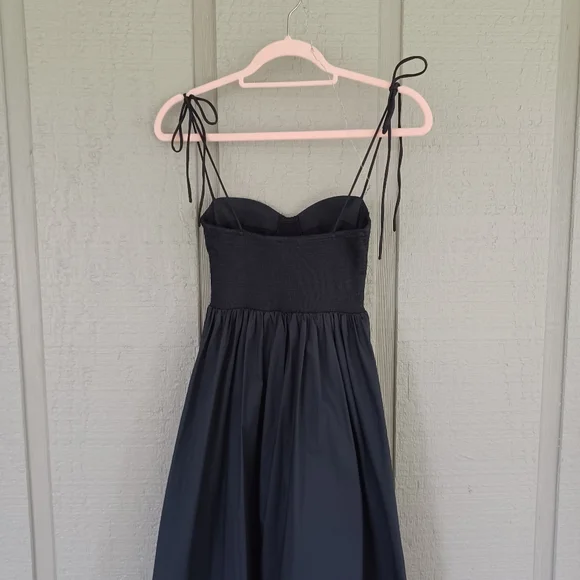 Staud Landry Maxi Dress Size XS Women Feminine Cotton Blend Pockets Smock Black - Picture 7 of 13